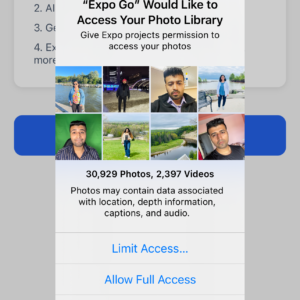 ListifyAI Mobile App Photo Access UI